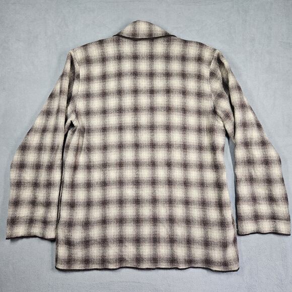 Vtg Banana Republic Shacket Womens S Oversized Alpaca Mohair Plaid Jacket Brown - Picture 14 of 16